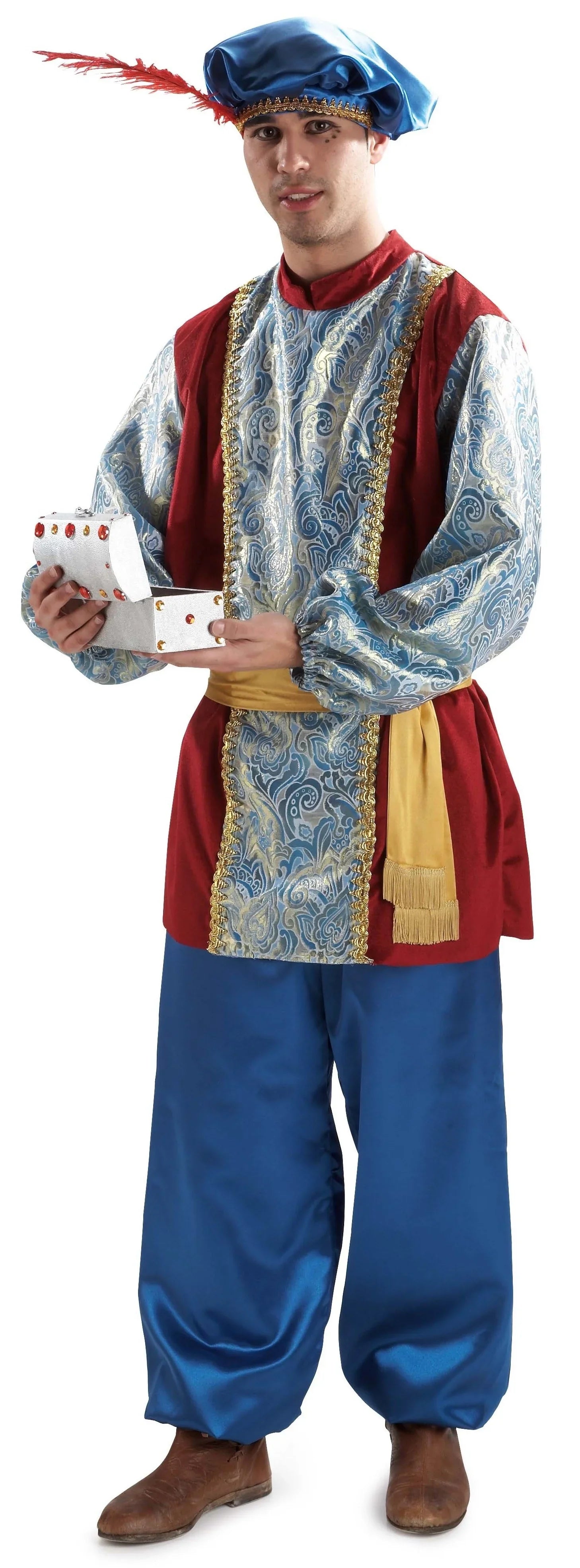 Disfraz de Paje Dorado y Granate para Hombre Reyes Magos y Pajes El Rey del Carnaval